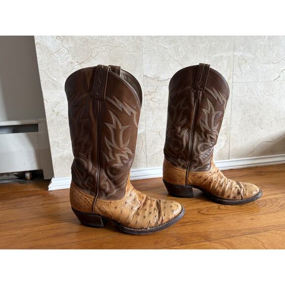 VTG Tony Lama Ostrich Boots Women’s 8.5 – Full Quill Western Wedding Made In USA - Picture 5 of 11